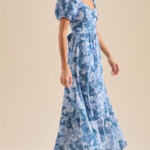 Altar’d State Elegant Floral Blue Maxi Dress